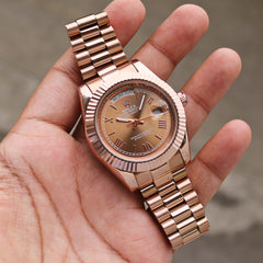 Rolex Day-Date Roman Mark Brown Rose Gold