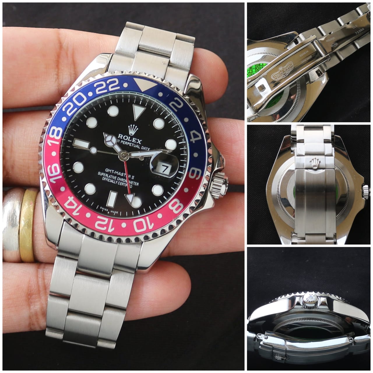 Rolex Watch : Rolex Silver Blue Pepsi Watch For Men