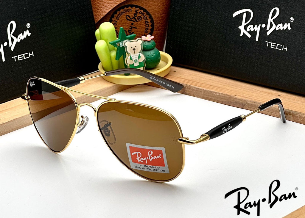 Ray ban 3517 GOLD BROWN UV-400 SUNGLASSES — zoomed view