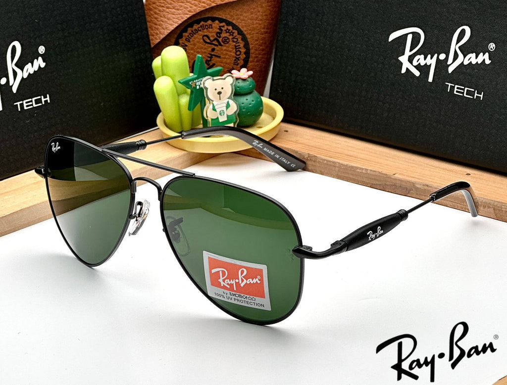 Ray Ban 3517 BLACK GREEN UV-400 SUNGLASSES — zoomed view