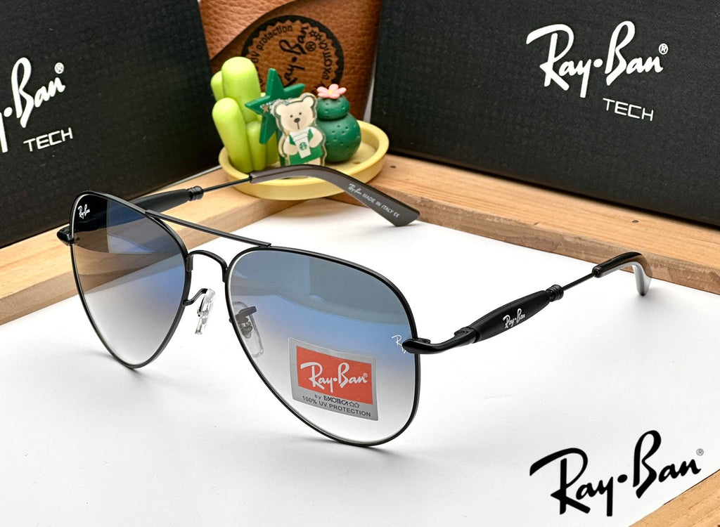 Ray Ban 3517 BLACK BLUE DC UV-400 SUNGLASSES — zoomed view