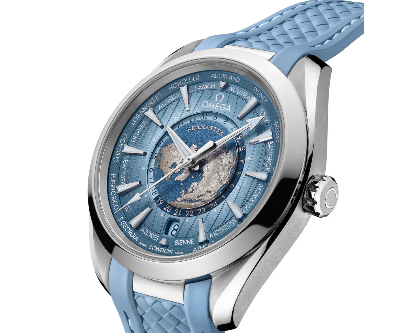 OMEGA Seamaster Aqua Terra 150M Co-Axial Master Chronometer GMT Worldtimer 43MM with Summer Blue S