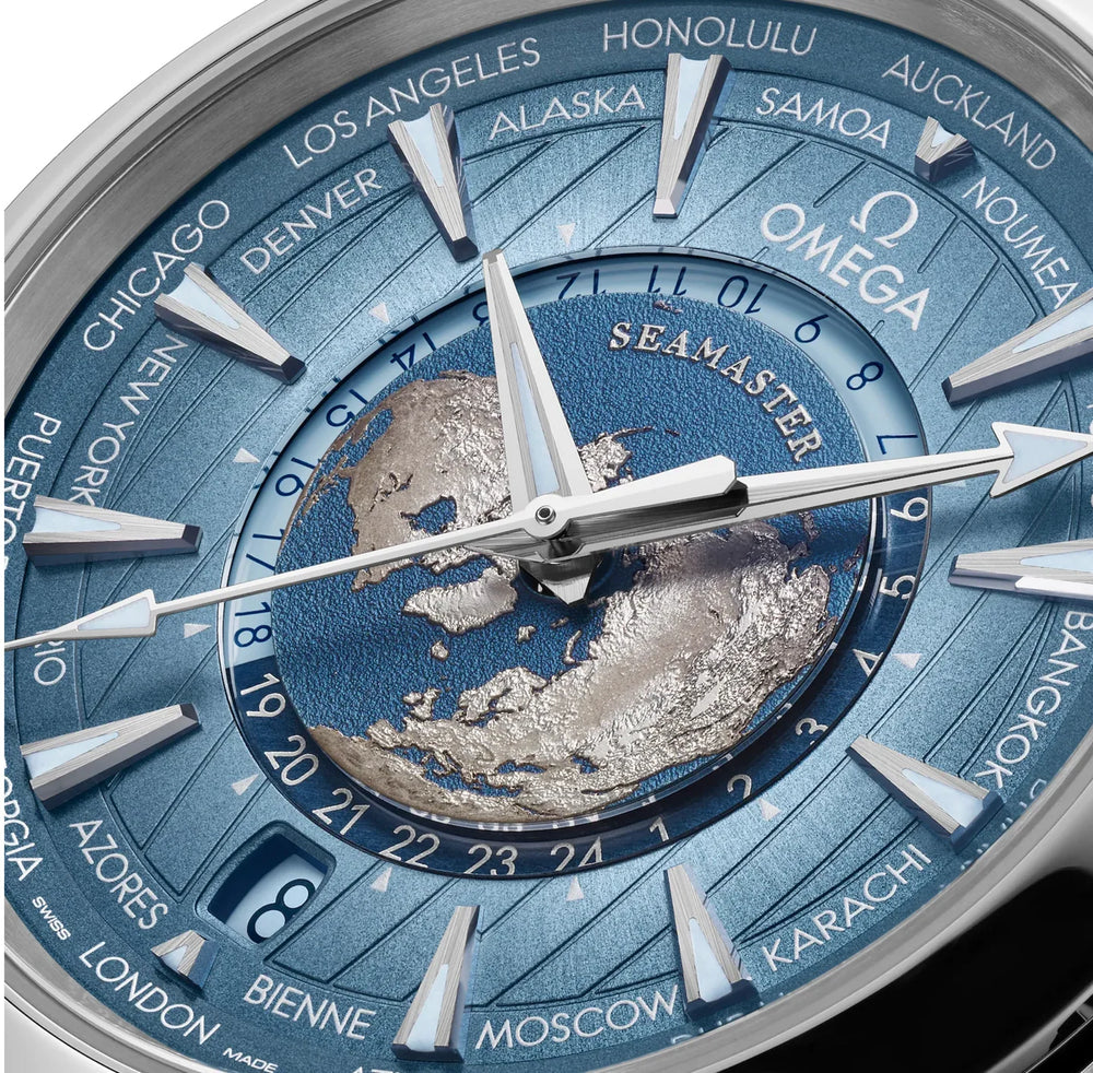 OMEGA Seamaster Aqua Terra 150M Co-Axial Master Chronometer GMT Worldtimer 43MM with Summer Blue S