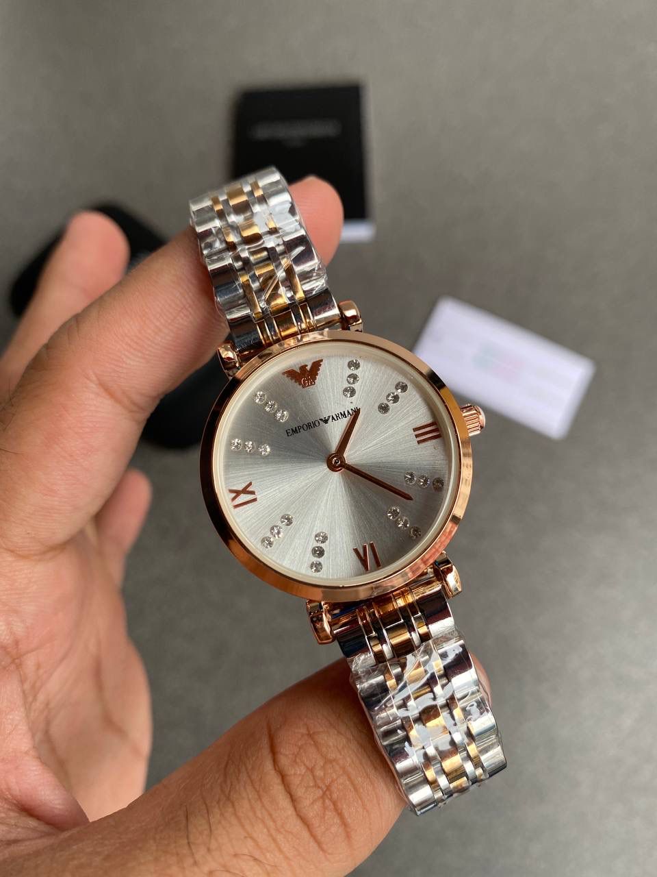 Emporio Armani Watch Star Rose Gold Edition Watch For Girls — zoomed view