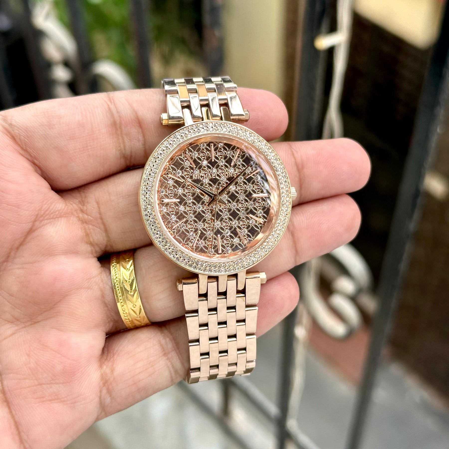 Michael Kors MK-3399 Darci Crystal Paved Rose Ladies Watch — zoomed view