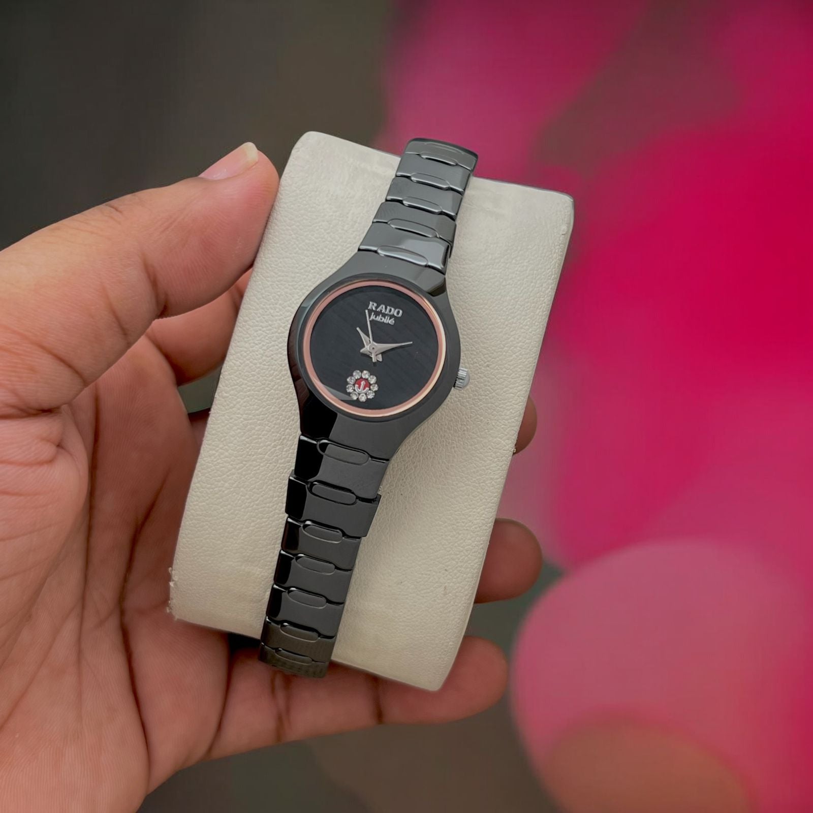 First Copy Watches Replica 7A Rado Black Ladies Watches For Girls and Women’s — zoomed view
