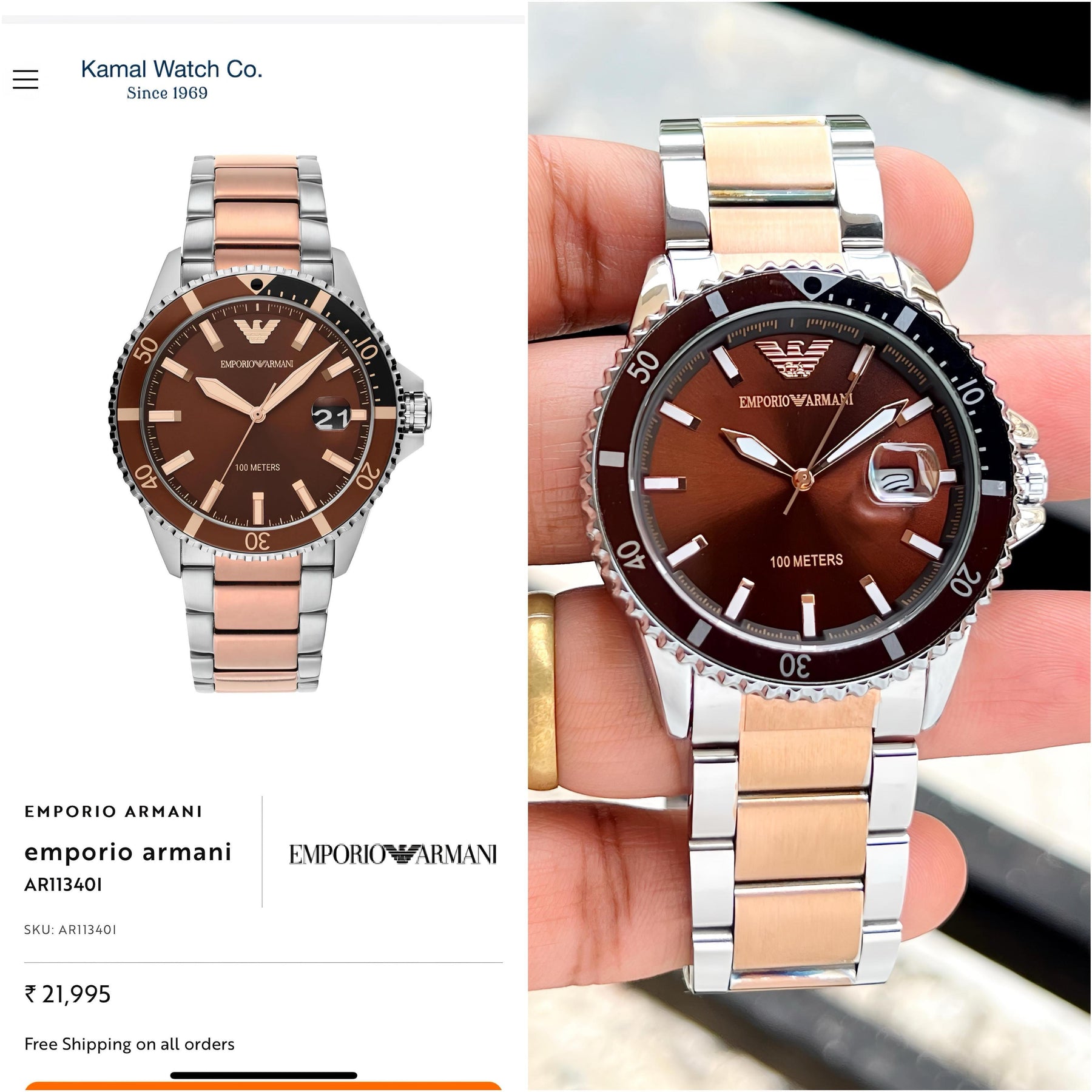 Emporio Armani Original Model Series 💯AR11340 — zoomed view