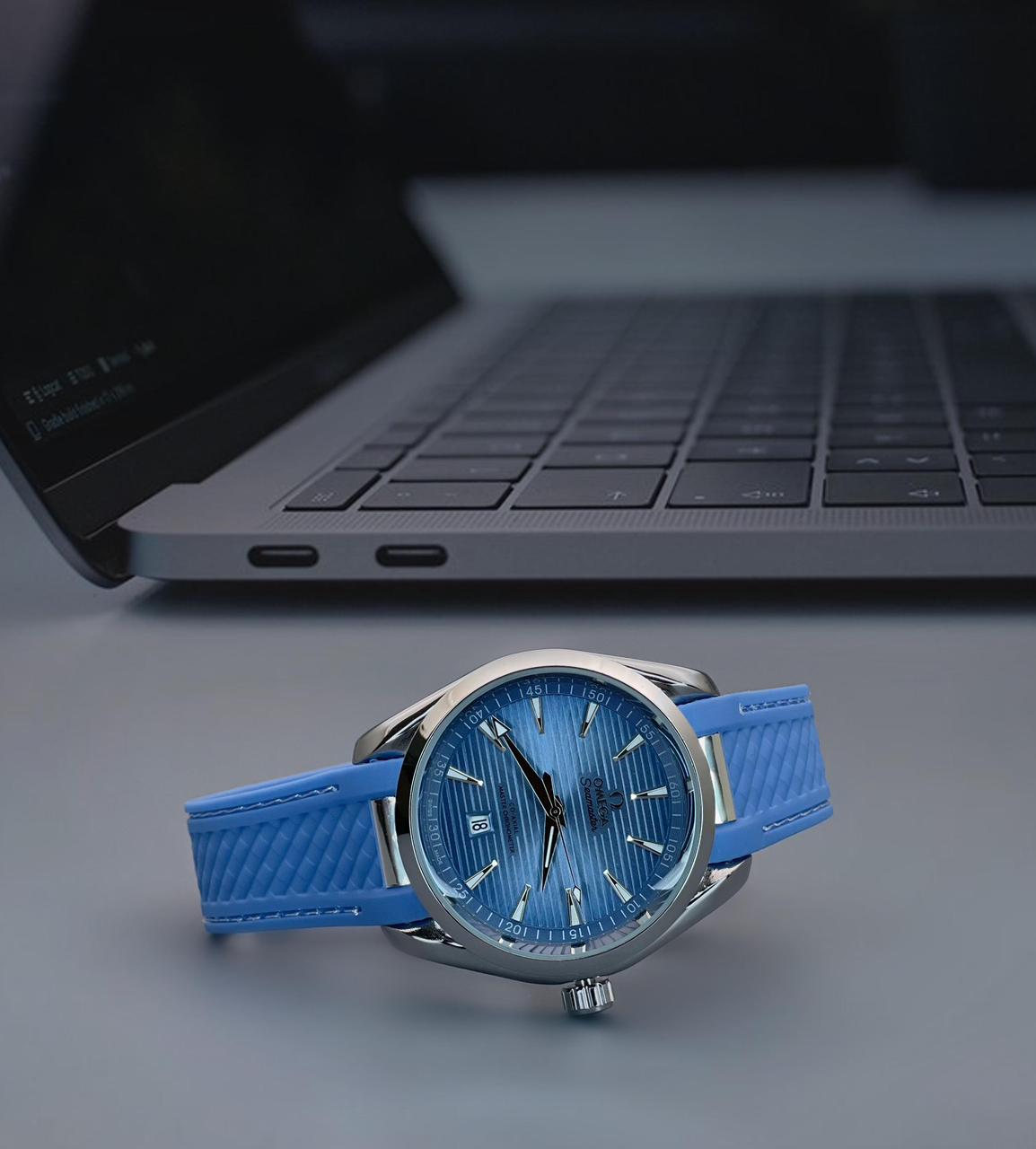 Omega seamaster silver blue