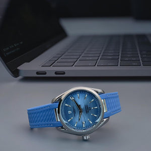 Omega seamaster silver blue