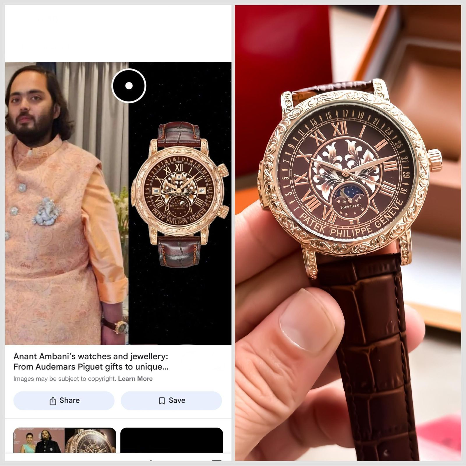 PATEK PHILIPPE SKY MOON  TOURBILLON WATCH — zoomed view