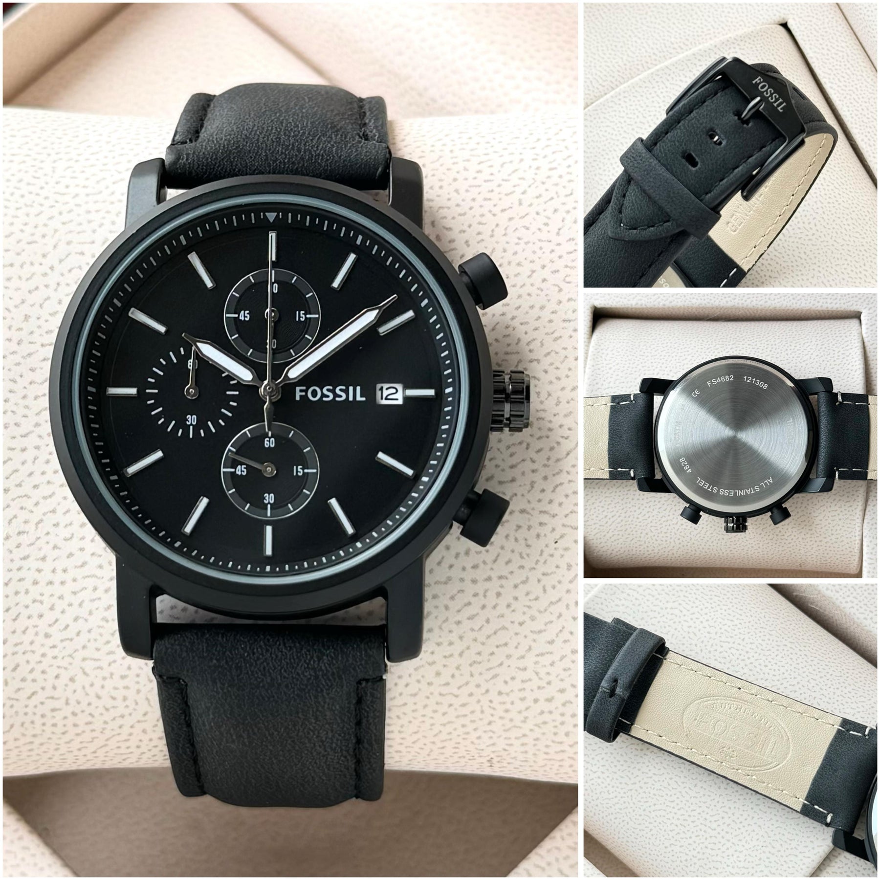 Analog BQ2850 Rhett Chronograph High Quality Collection With Soft Brown Adjustable Leather Strap — zoomed view