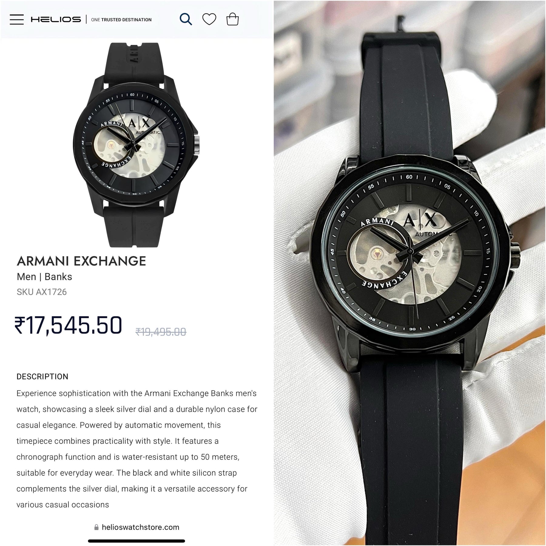 ARMANI EXCHANGE For Men 7AA Premium Collection Model - Modern Automatic — zoomed view