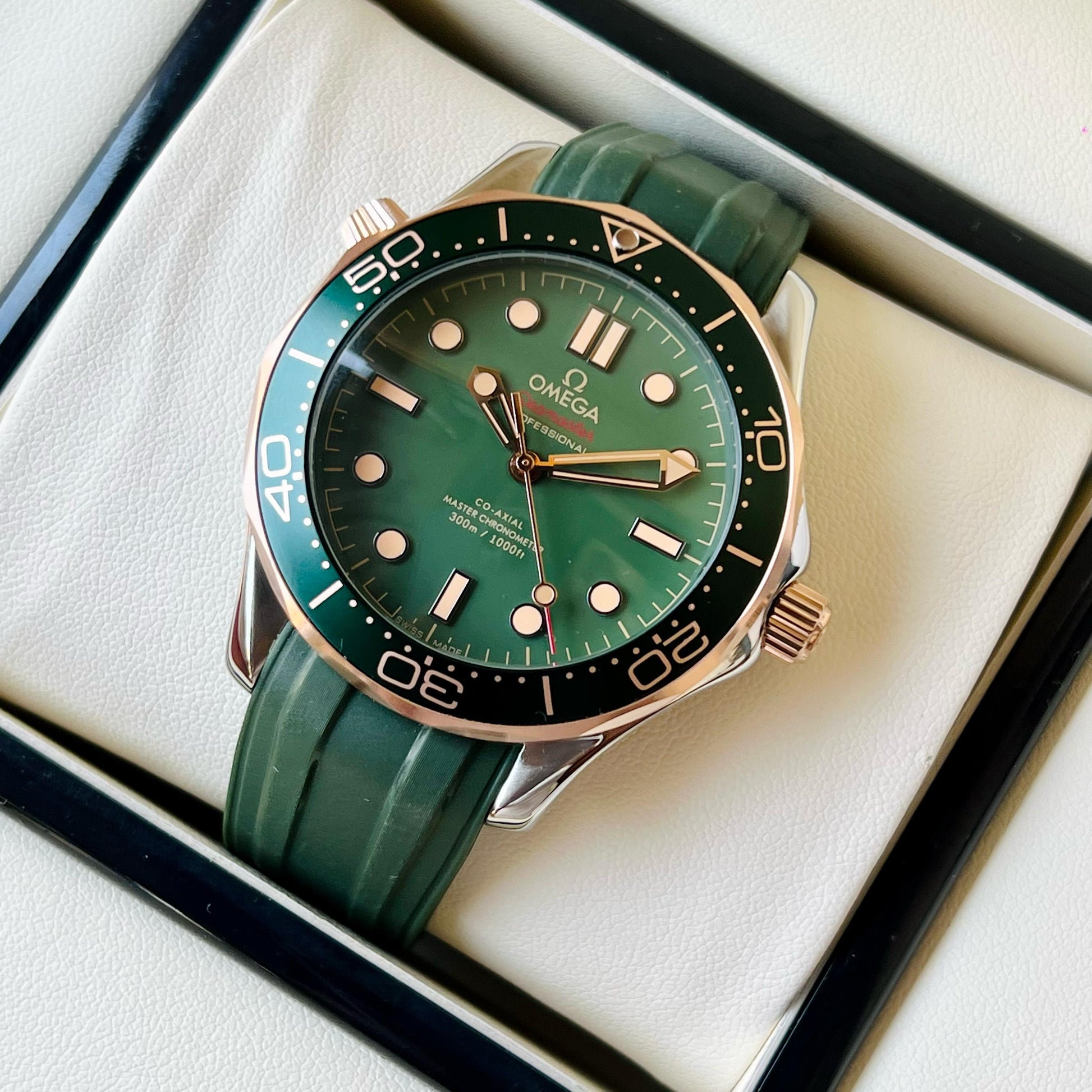 Omega Seamster Golden and Green Luxury look Japanese Automatic Mens Watch