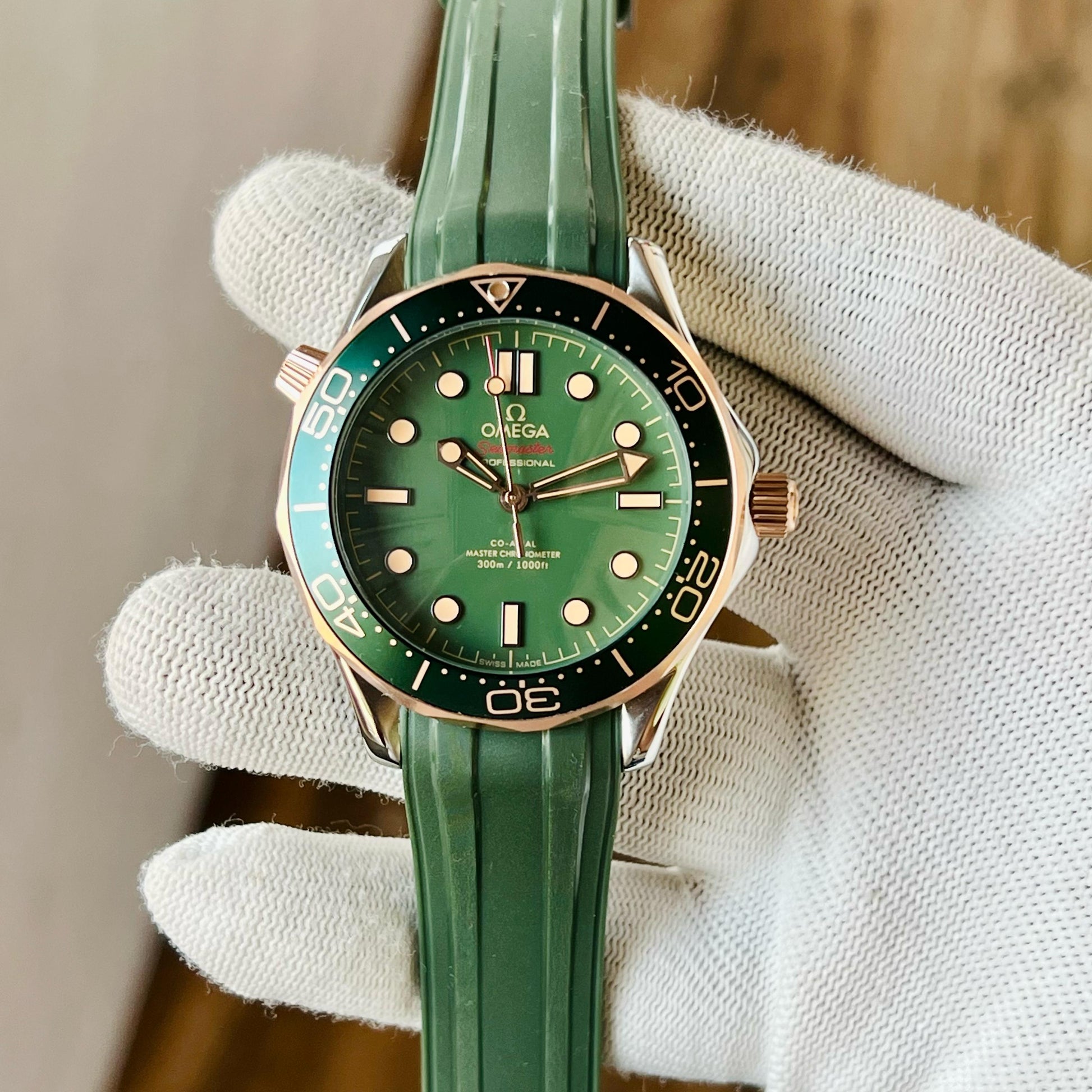 Omega Seamster Golden and Green Luxury look Japanese Automatic Mens Watch
