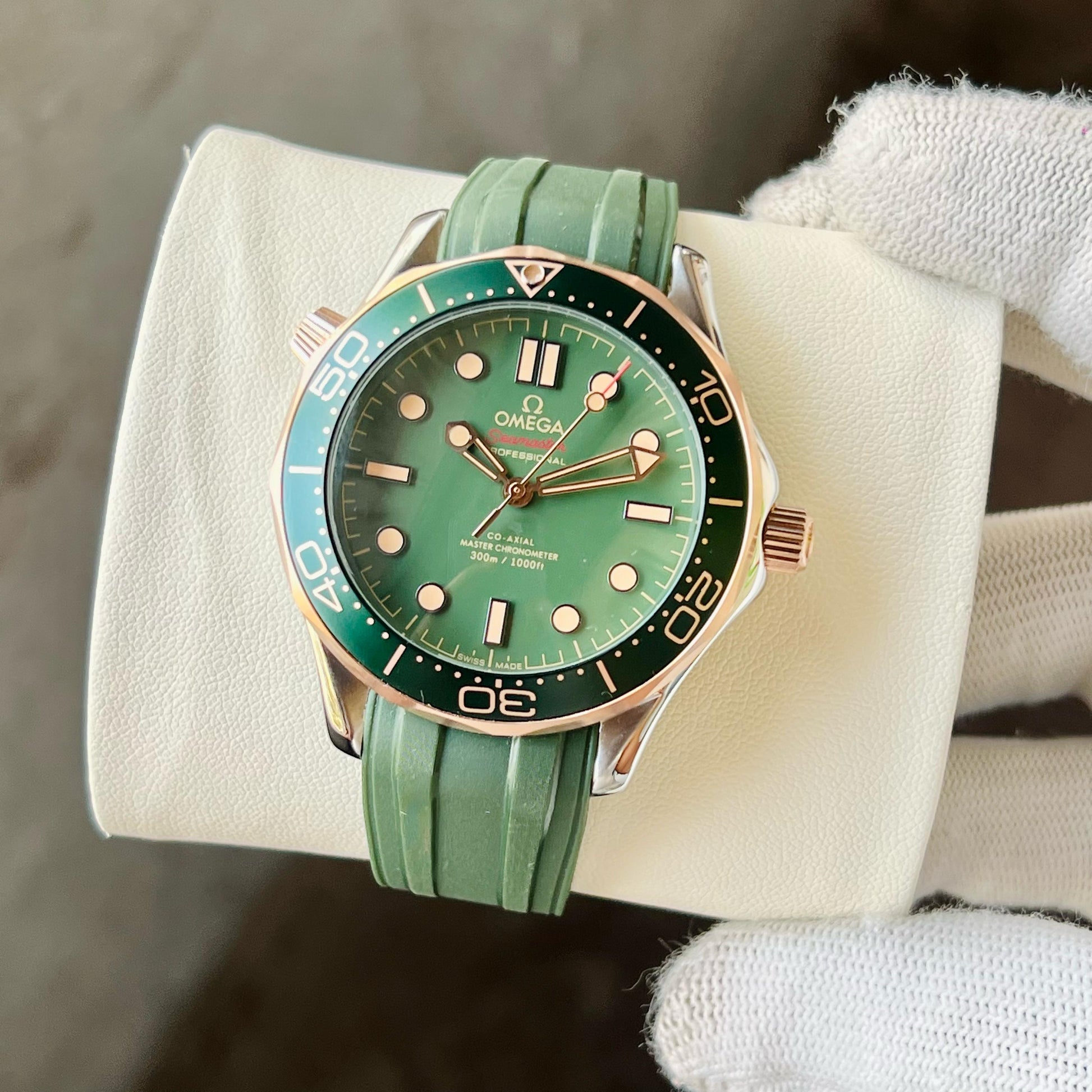 Omega Seamster Golden and Green Luxury look Japanese Automatic Mens Watch
