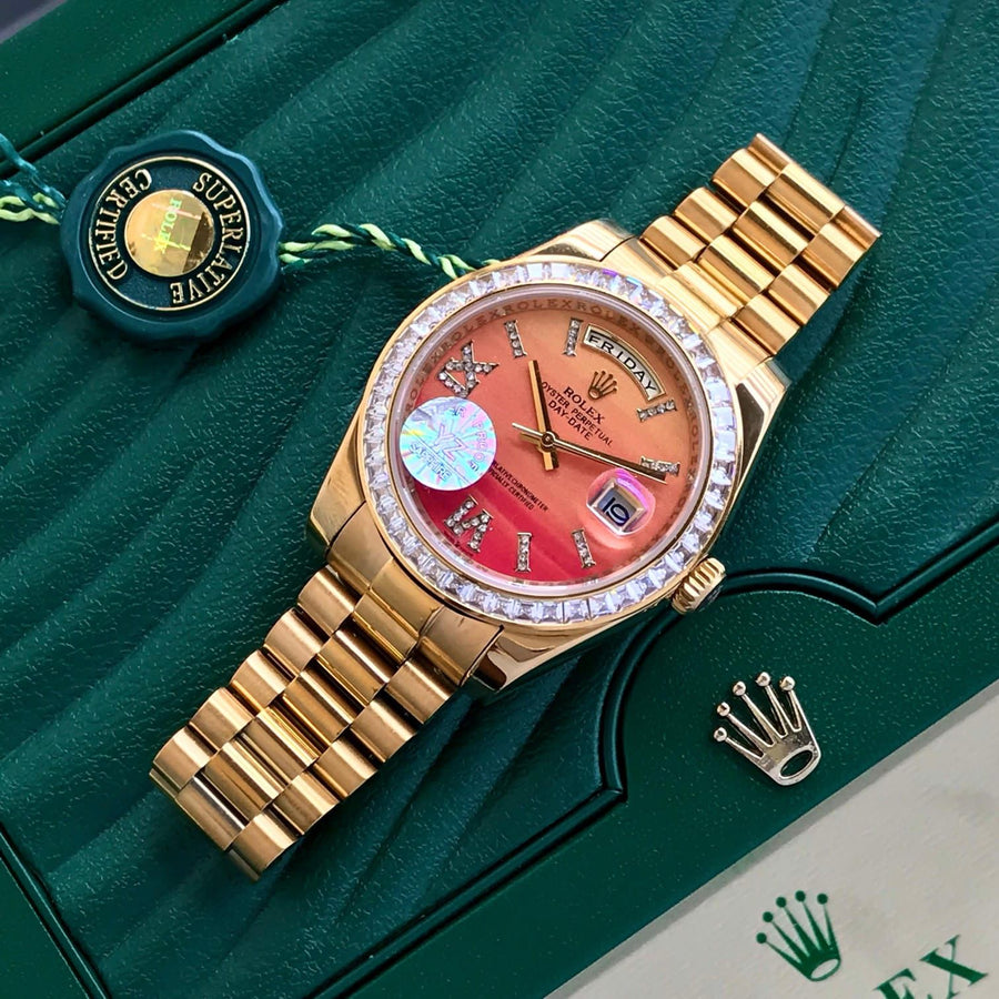 Rolex Day Date Golden Diamond Bazel Ring