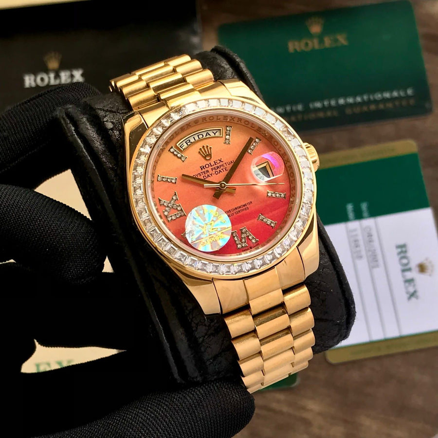 Rolex Day Date Golden Diamond Bazel Ring