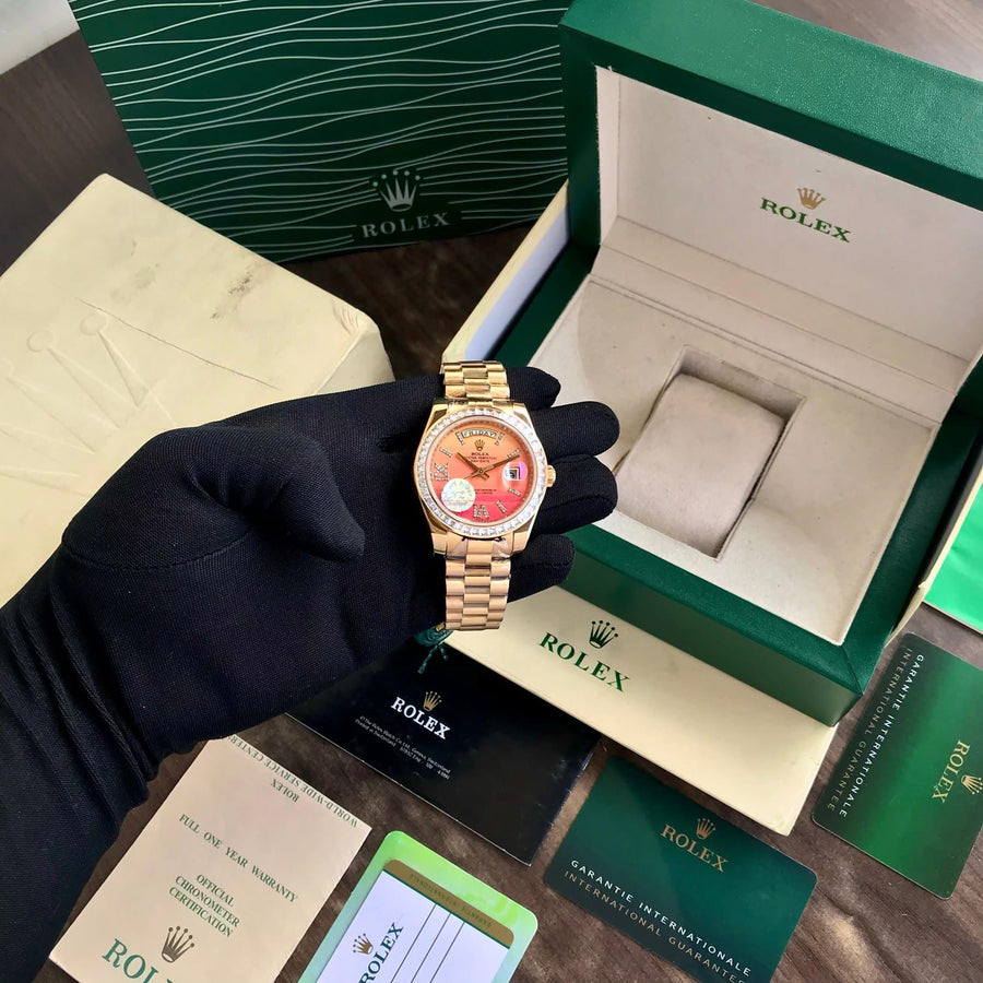 Rolex Day Date Golden Diamond Bazel Ring