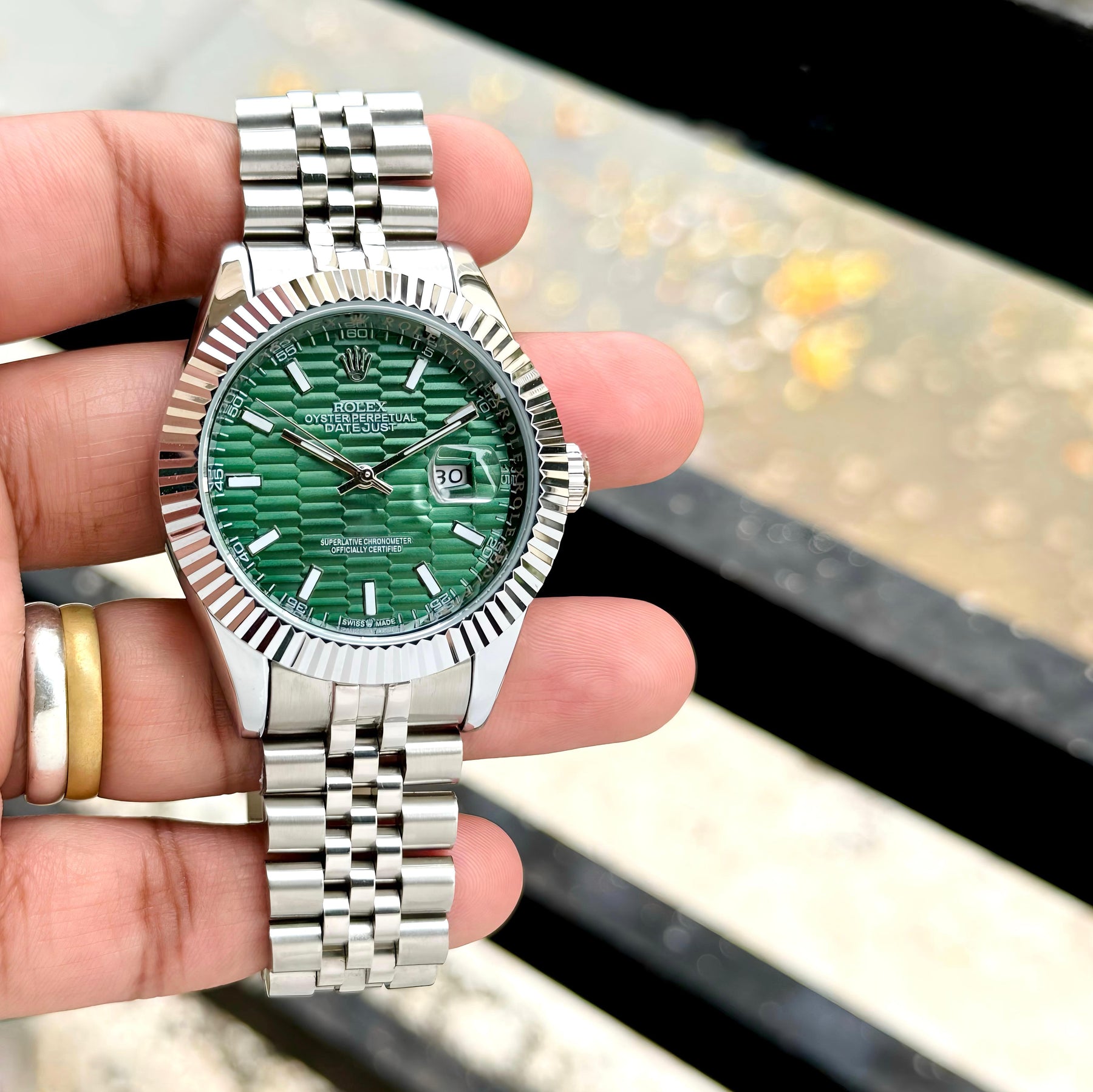 Rolex Green DateJust Automatic 41mm (Original Size) — zoomed view