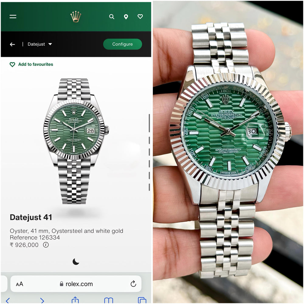 Rolex Green DateJust Automatic 41mm (Original Size)