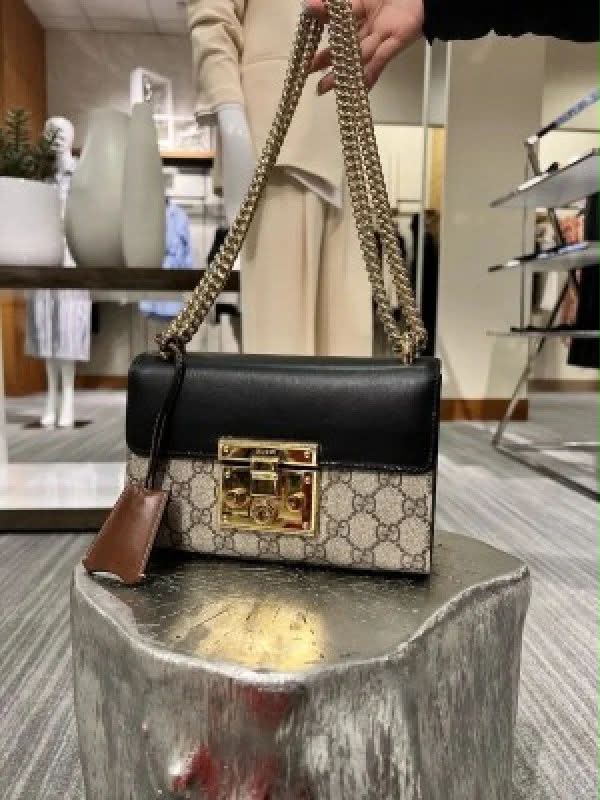 Gucci Small GG Supreme Padlock Shoulder Bag — zoomed view