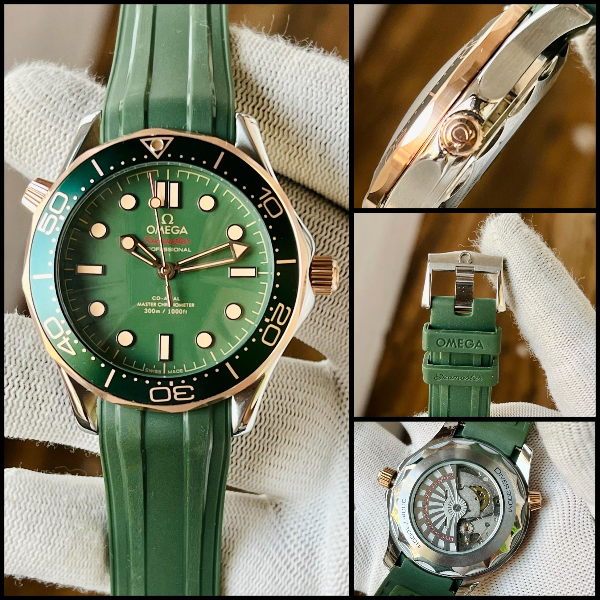 Omega Seamster Golden and Green Luxury look Japanese Automatic Mens Watch