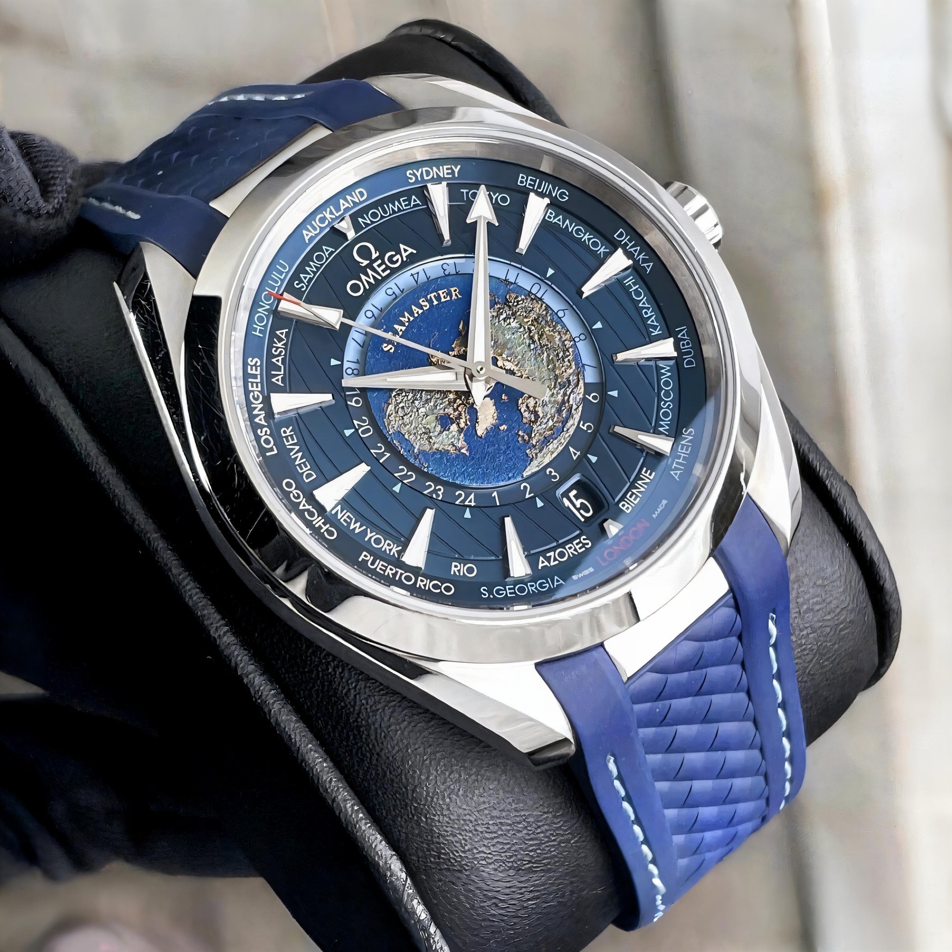 Omega Seamaster Aqua Terra Blue Japanese Automatic Mens Watch