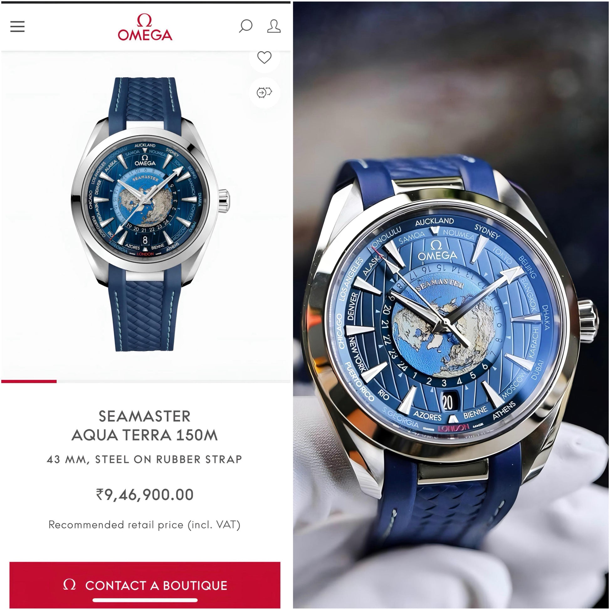 Omega Seamaster Aqua Terra Blue Japanese Automatic Mens Watch