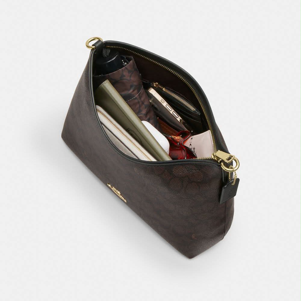 Coach Mollie Tote Bag 25 In Signature Canvas Gold Walnut Black