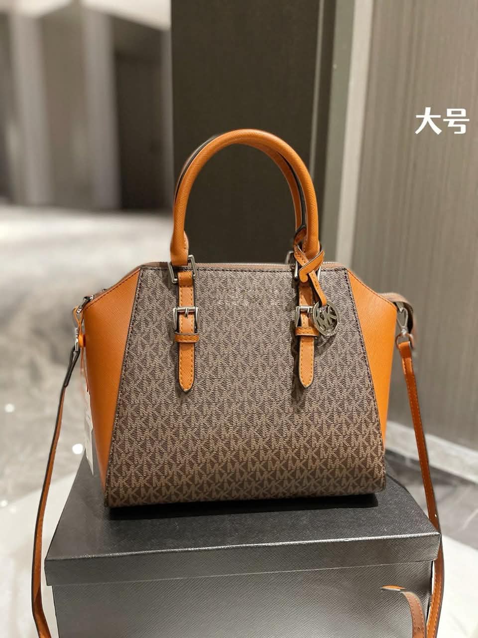 Michael Kors Ciara Medium Logo and Leather Satchel