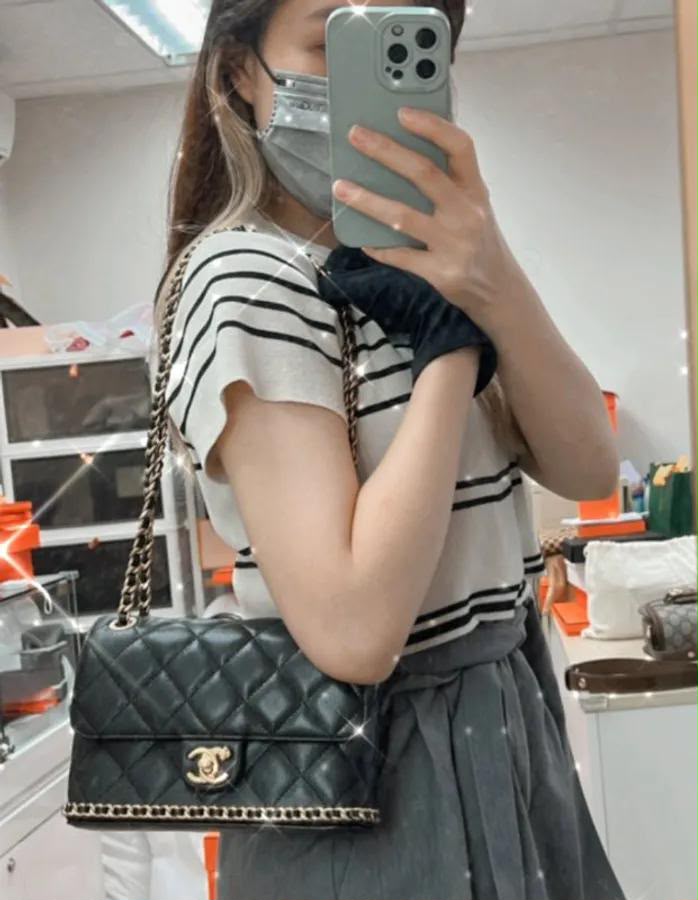 black Chanel 23k handbag