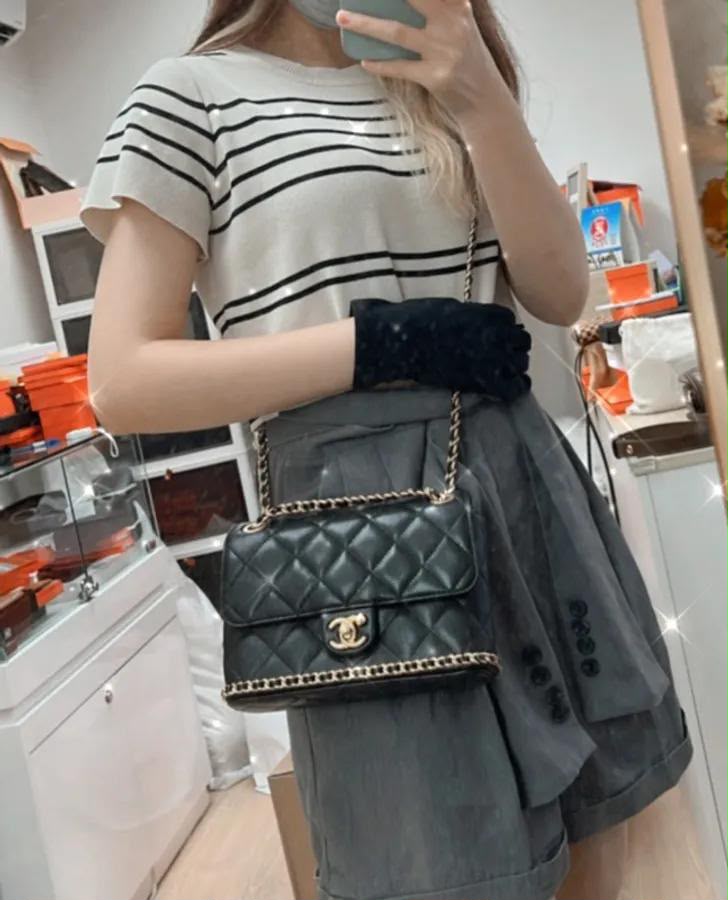 black Chanel 23k handbag