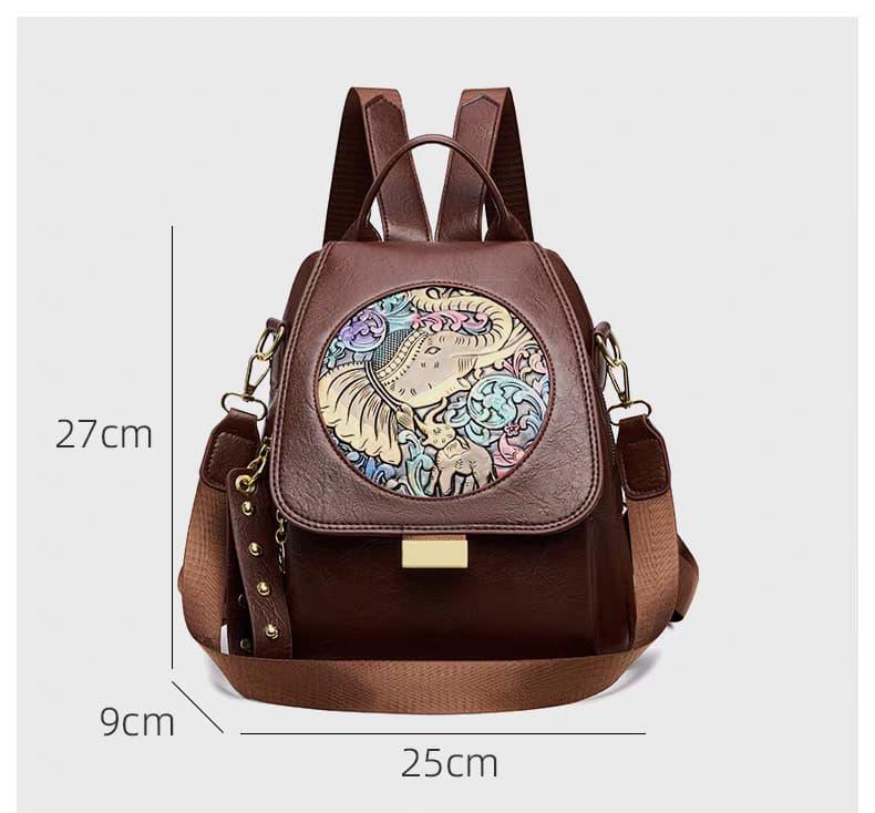 tan PU leather backpack