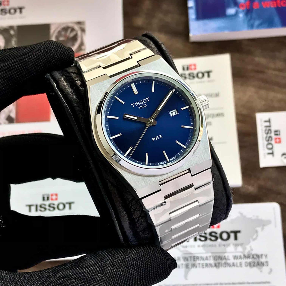 Tissot PRX T-Classic Stainless Steel Blue Dial Japanese Quartz Mens Watch