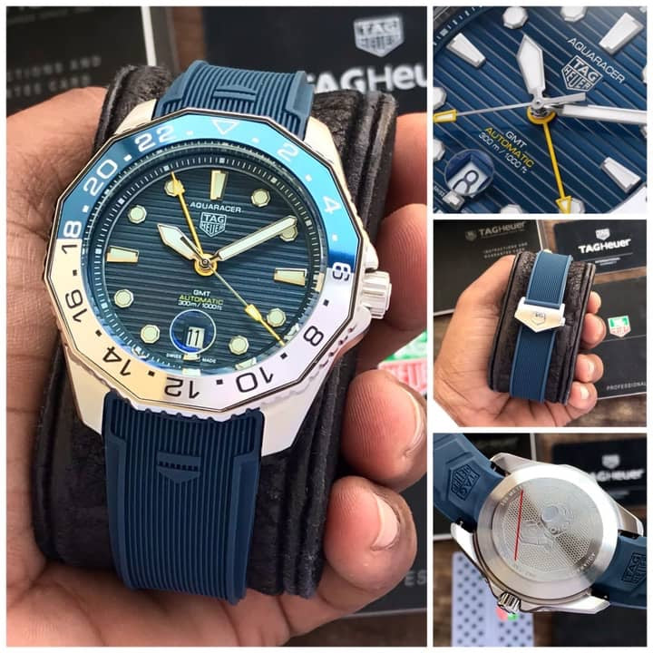 TAG Heuer Aquaracer Professional 300 GMT Blue Fiber Strap Automatic Mens Watch