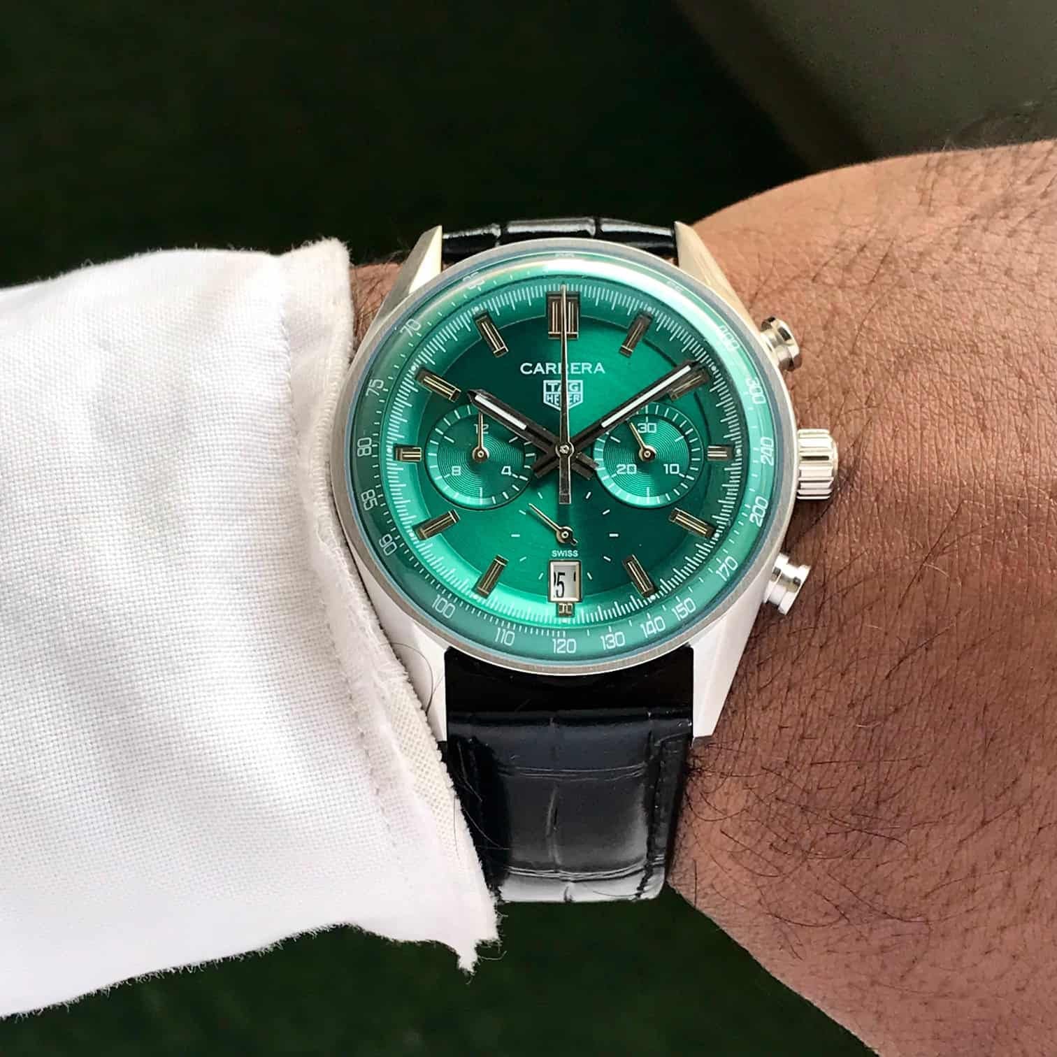 Tag Heuer Carerra Stainless Steel Green Dial Japanese Men’s Watch