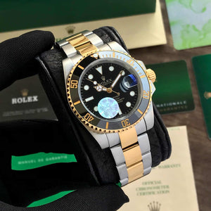 Rolex Submariner Two Tone Black Dail Japanese Automatic Mens Watch