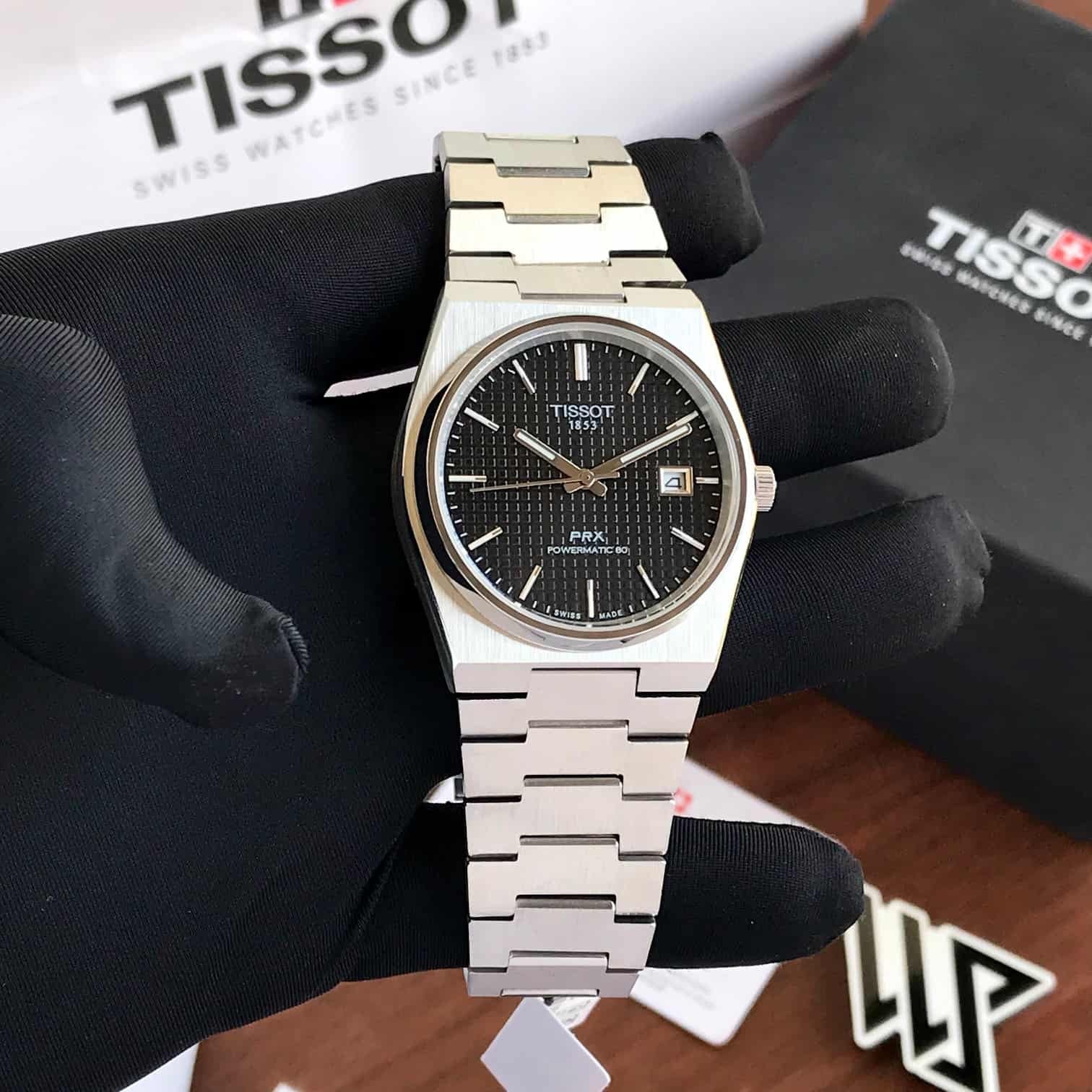 Tissot PRX Powermatic Japanese Black Dial Automatic Mens Watch