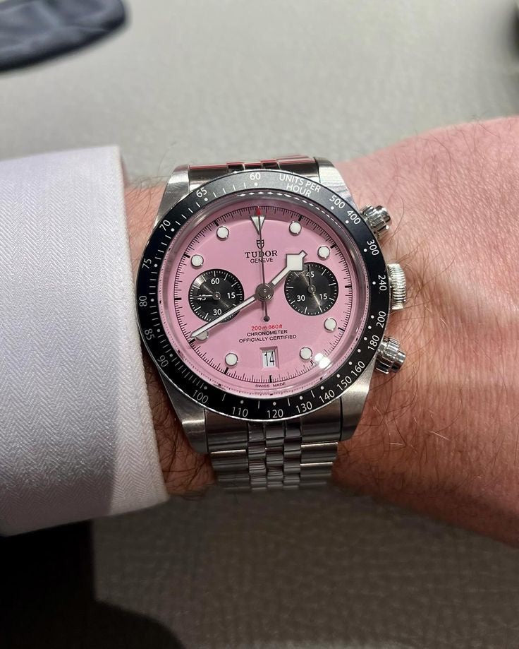 Tudor Black Bay Stainless Steel Pink Dial Jubil Chain Japanese Automatic Men’s Watch