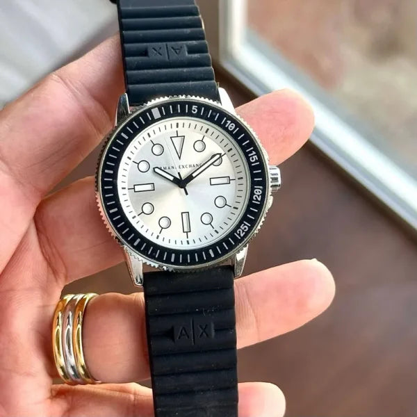Armani Watch Silver Blue For Men — zoomed view