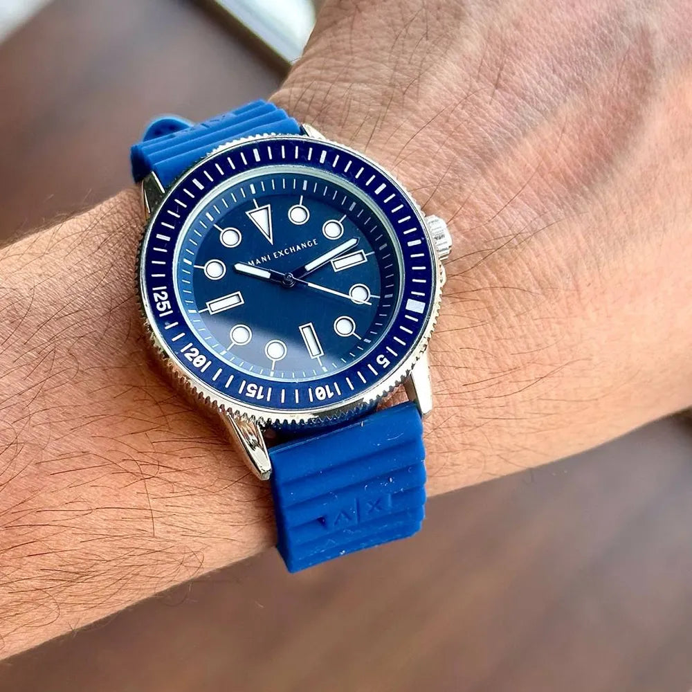 Armani Watch Silver Blue For Men — zoomed view