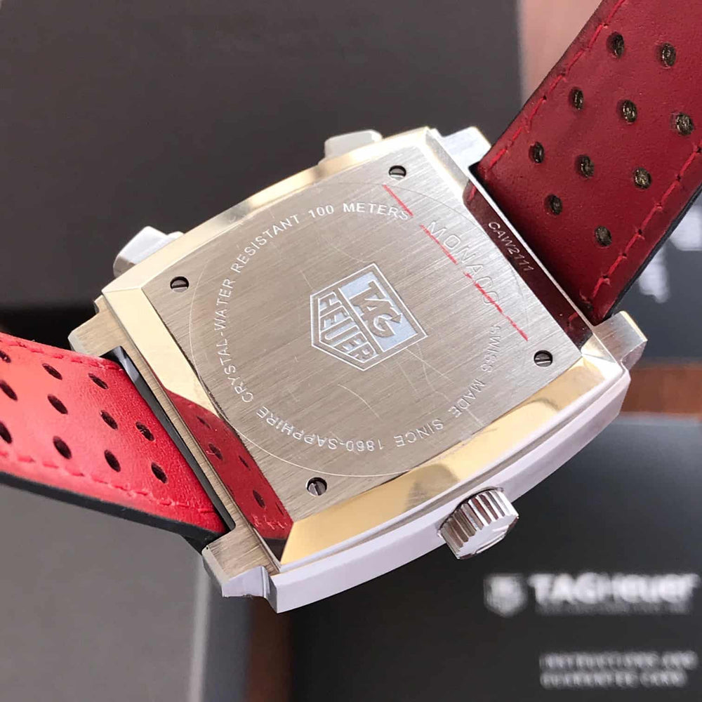 Tag Heuer Monaco Stainless Steel Red Dial Japanese Mens Watch
