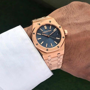 Audemars Piguet Royal Oak Offshore Rosegold Black Blue Metal Chain Swiss ETA 1:1 Automatic Movement Men’s Watch