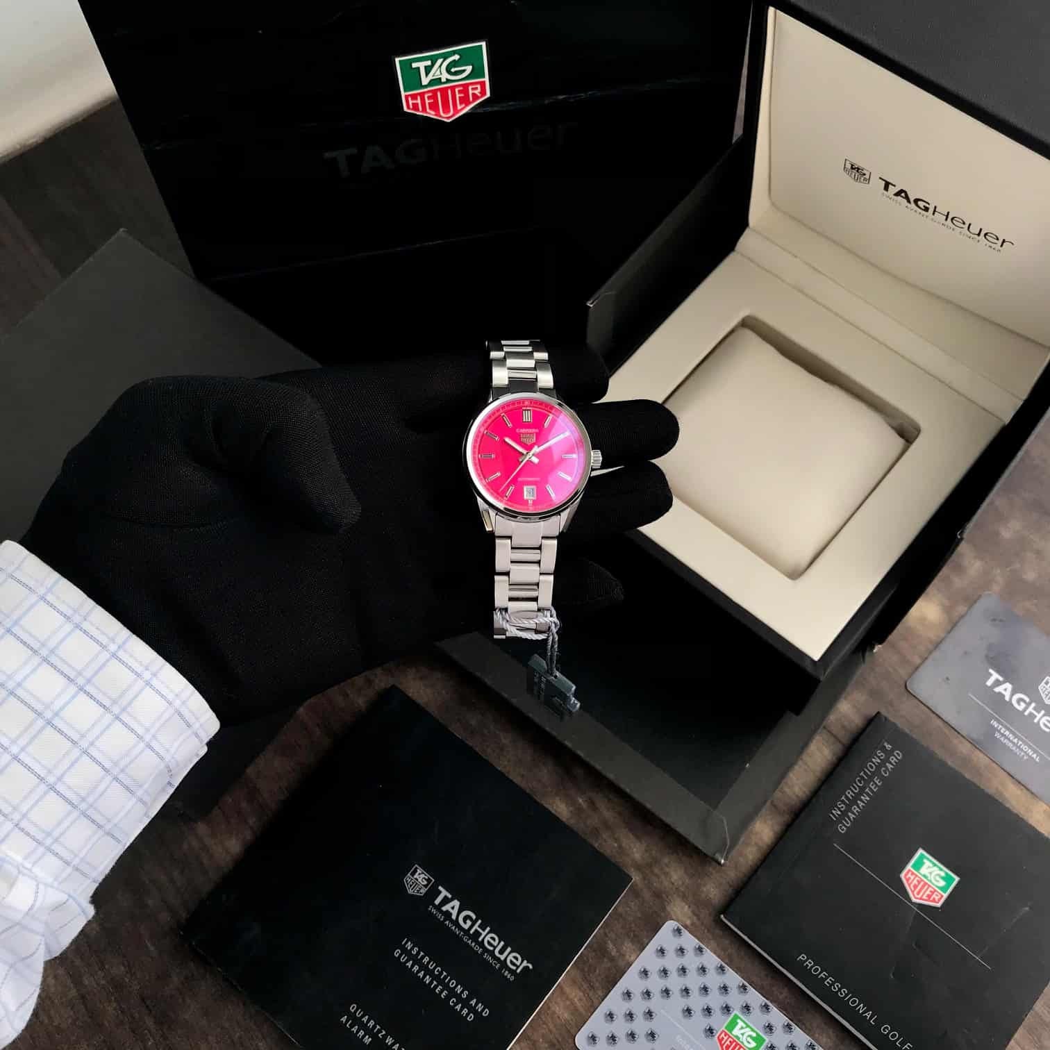 Tag Heuer Grand Carrera Stainless Steel Pink Dial Automatic Watch For Women’s