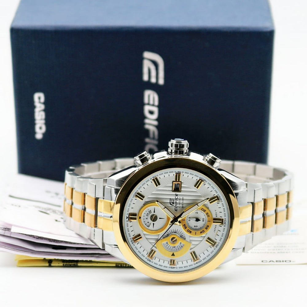 Casio Edifice Chronograph Men’s Watch Silver Gold Metal ED426 Watch for Man 556S