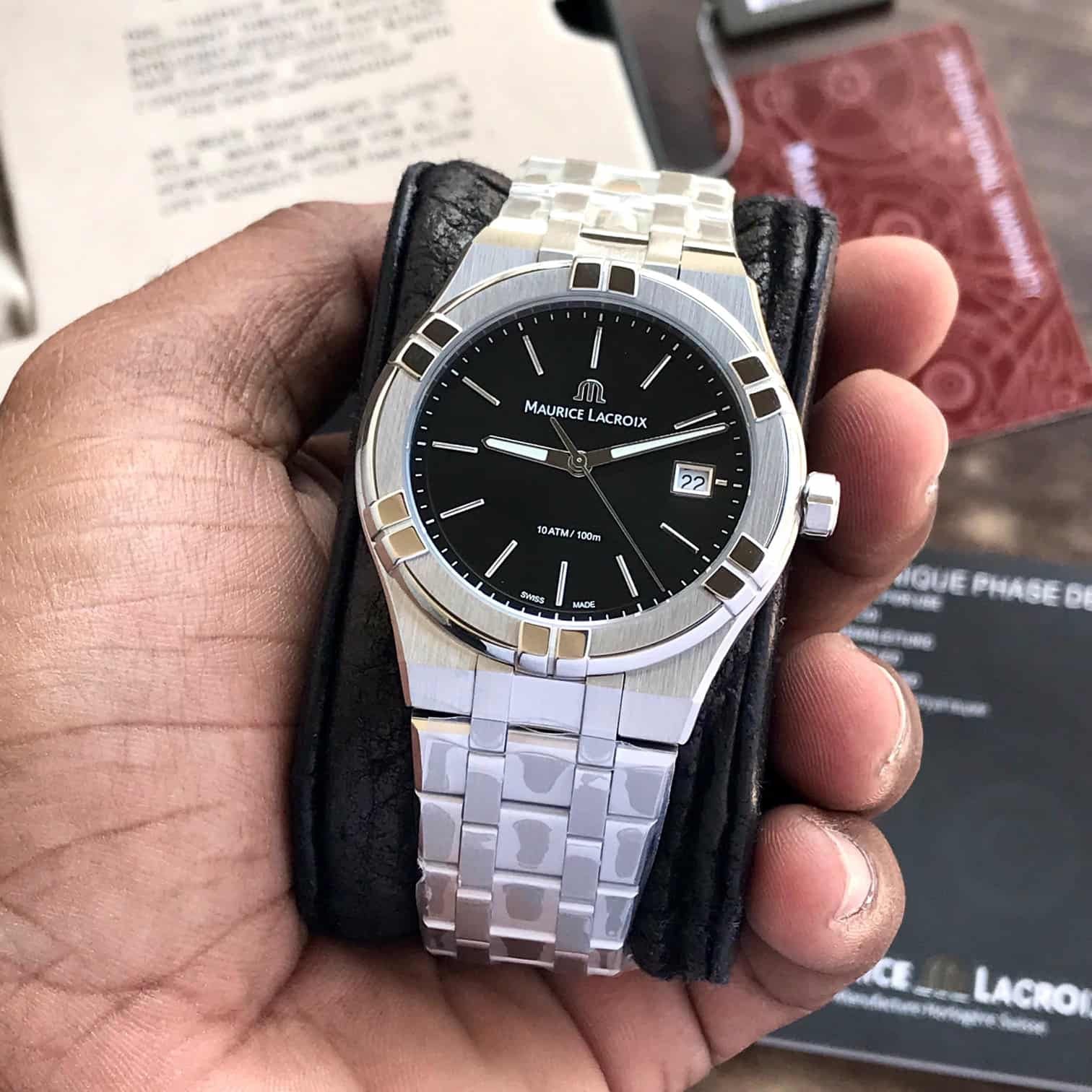 Maurice Lacroix Aikon Quartz 40mm Authentic Stainless Steel Black Dial — zoomed view