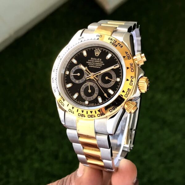Rolex Daytona Panda Stainless Steel Gold & Black Dial Japanese Master Quality Automatic Men’s Watch