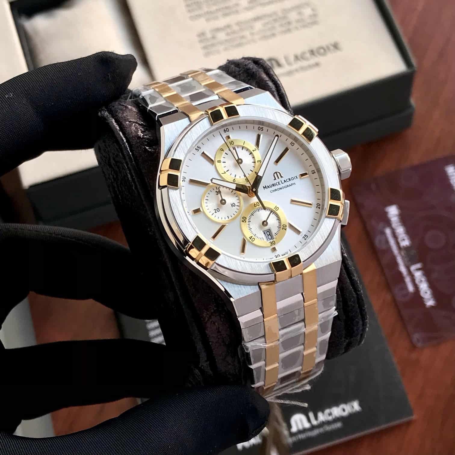 Maurice Lacroix Aikon Authentic Quartz Chronograph Two Tone Mens Watch