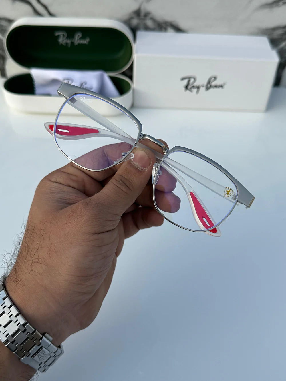 Ray ban METAL GREY BLUE CUT SUNGLASSES — zoomed view