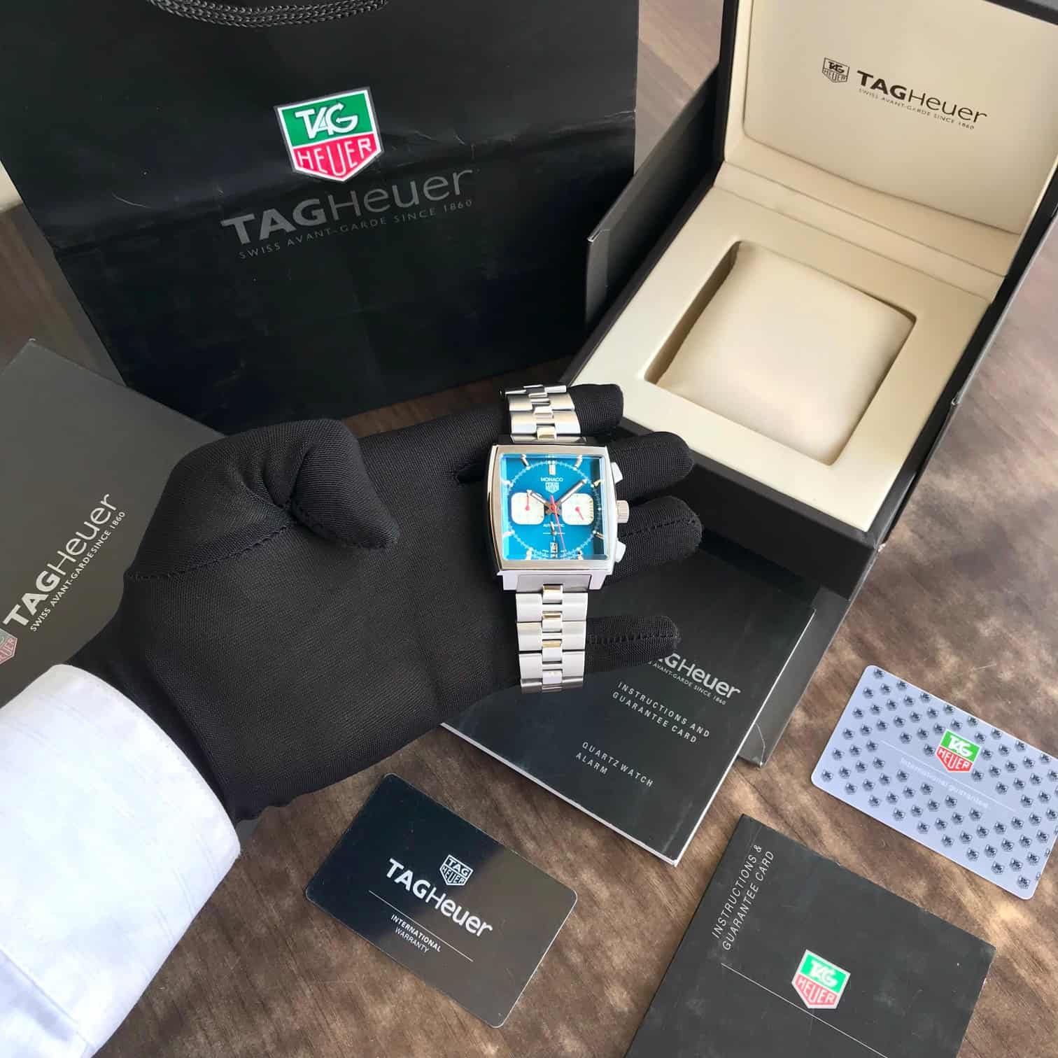 Tag Heuer Monaco Japanese Stainless Steel Blue Dial Mens Watch